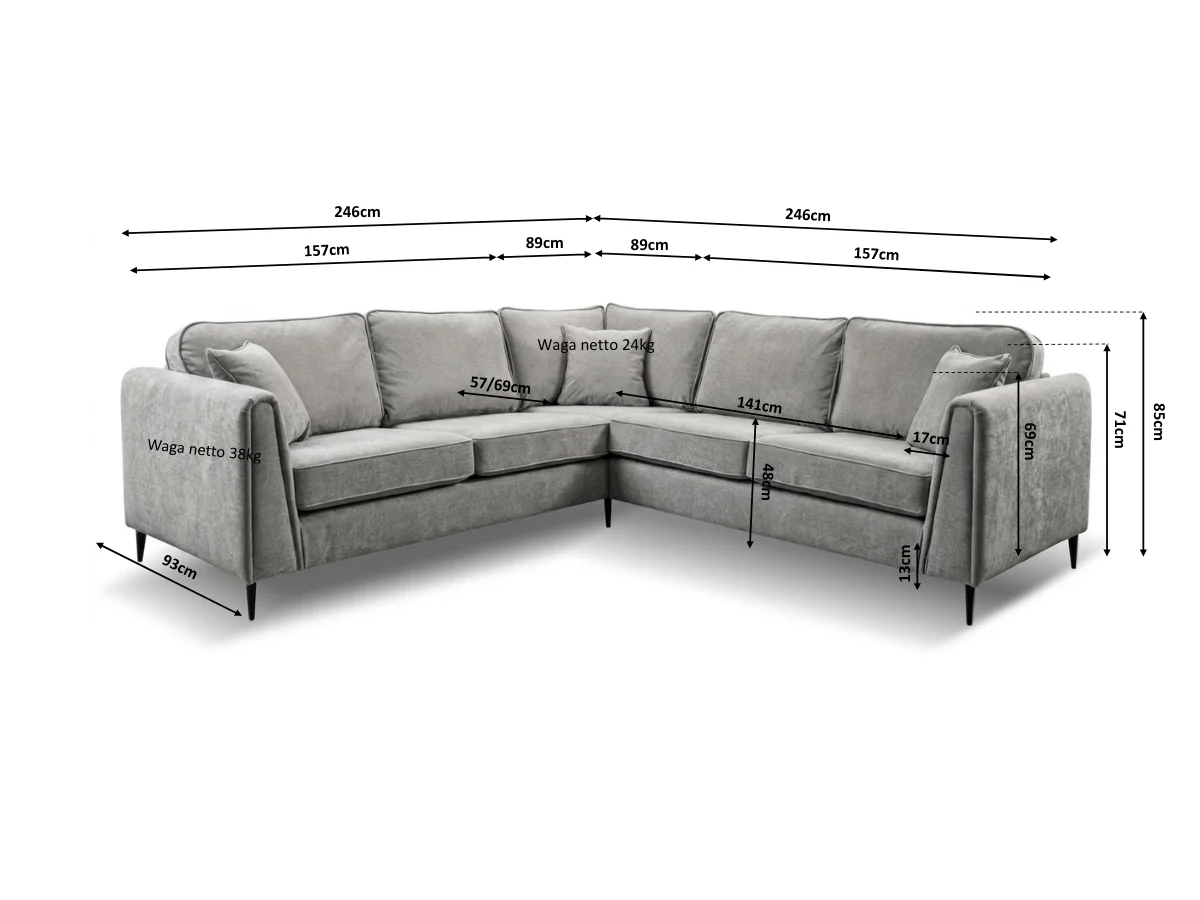 Ascot Light Grey Corner Sofa Boston Fabric - Image 4