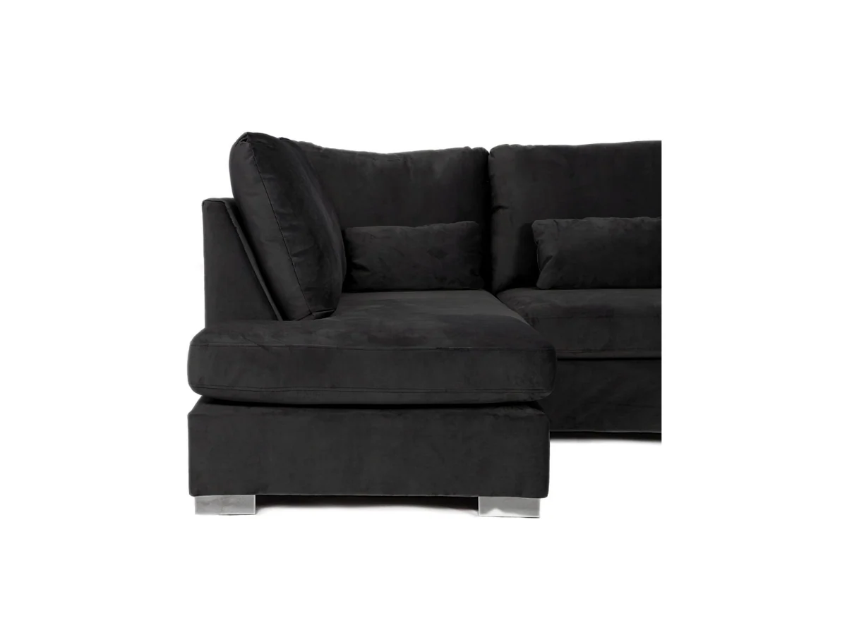Belgravia U Shape Sofa Plush Velvet Black - Image 5