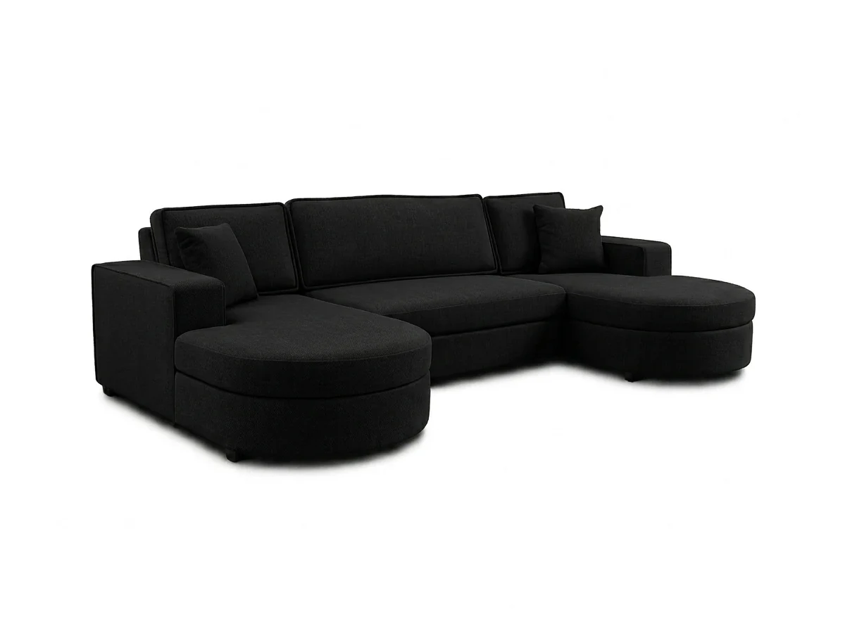 Belrosa Enzo Black U Shaped Sofa Bed with Storage