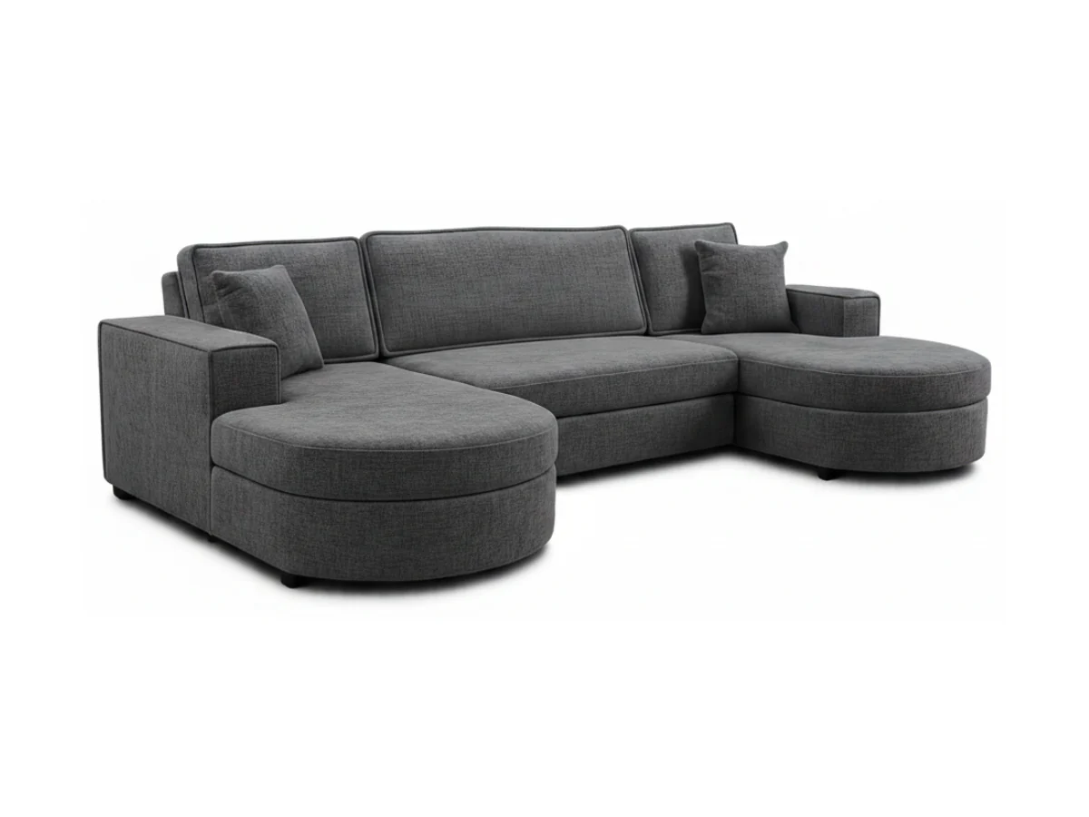 Belrosa Enzo Slate Grey U Shaped Sofa Bed with Storage