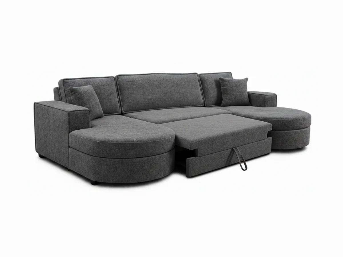 Belrosa Enzo Slate Grey U Shaped Sofa Bed with Storage - Image 2