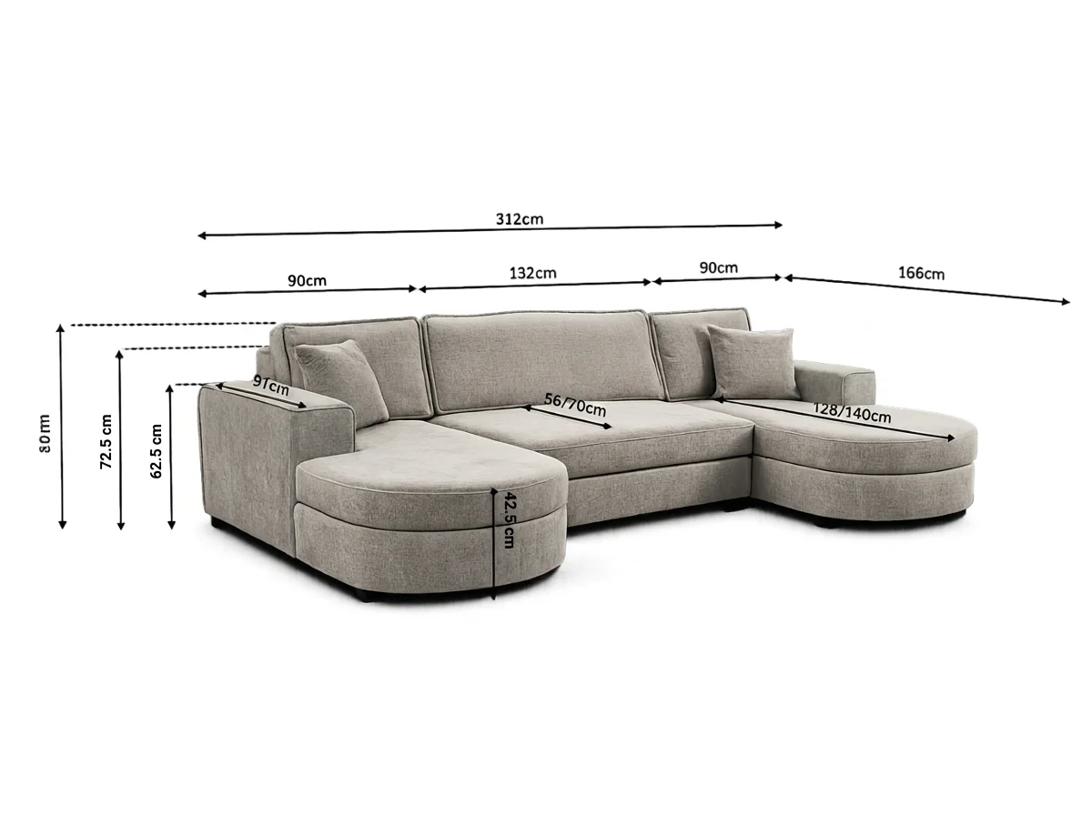 Belrosa Enzo U Shaped Sofa Bed with Storage - Image 5