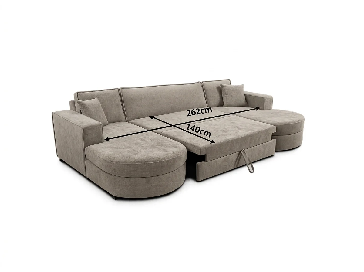 Belrosa Enzo U Shaped Sofa Bed with Storage - Image 6