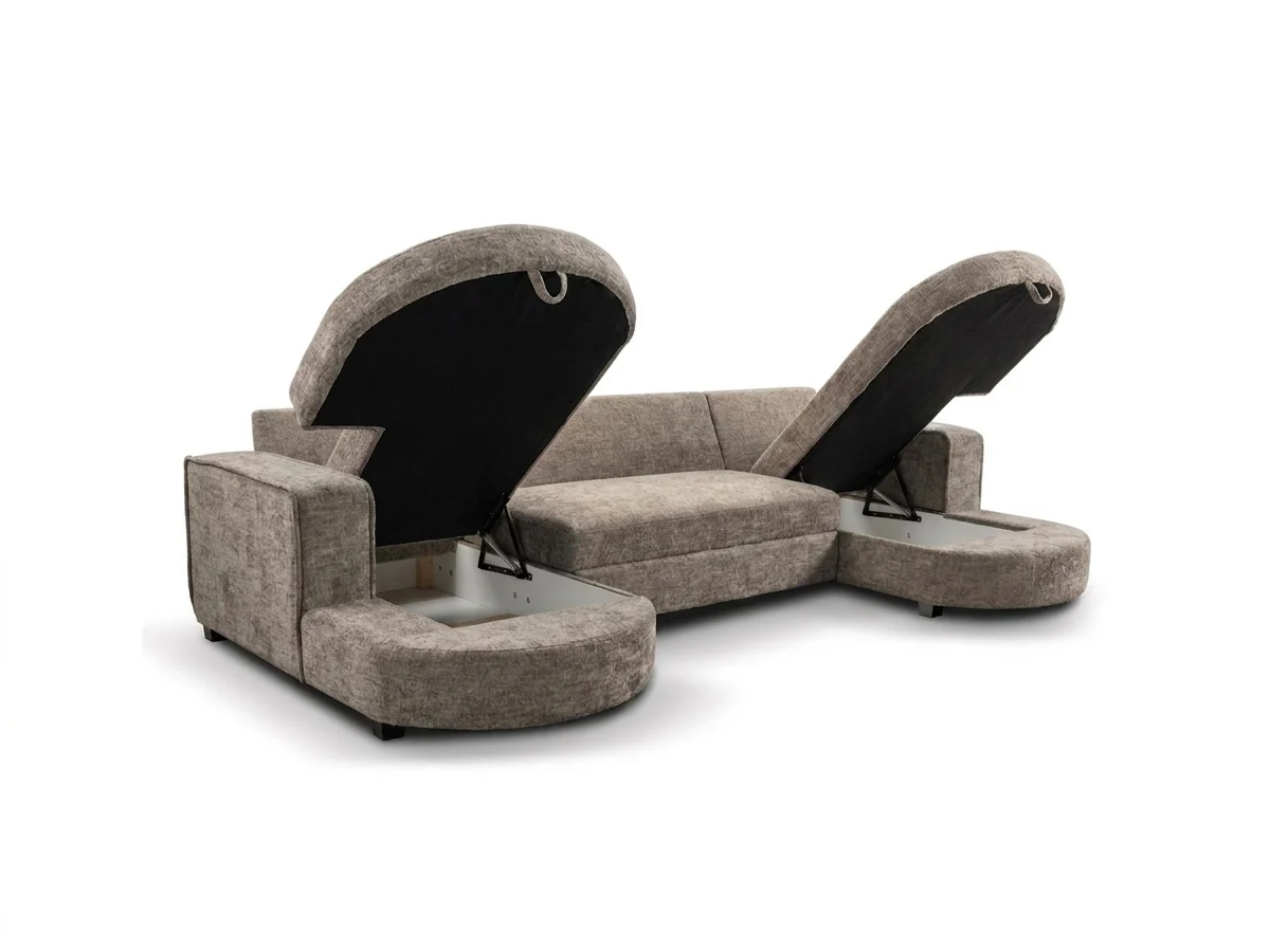 Belrosa Espresso U Shaped Sofa Bed with Storage - Image 3
