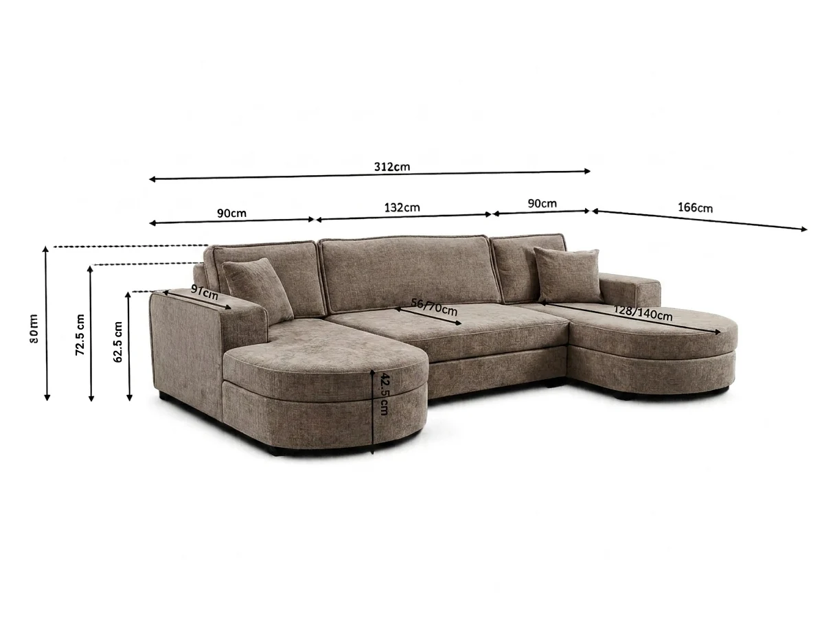 Belrosa Espresso U Shaped Sofa Bed with Storage - Image 4