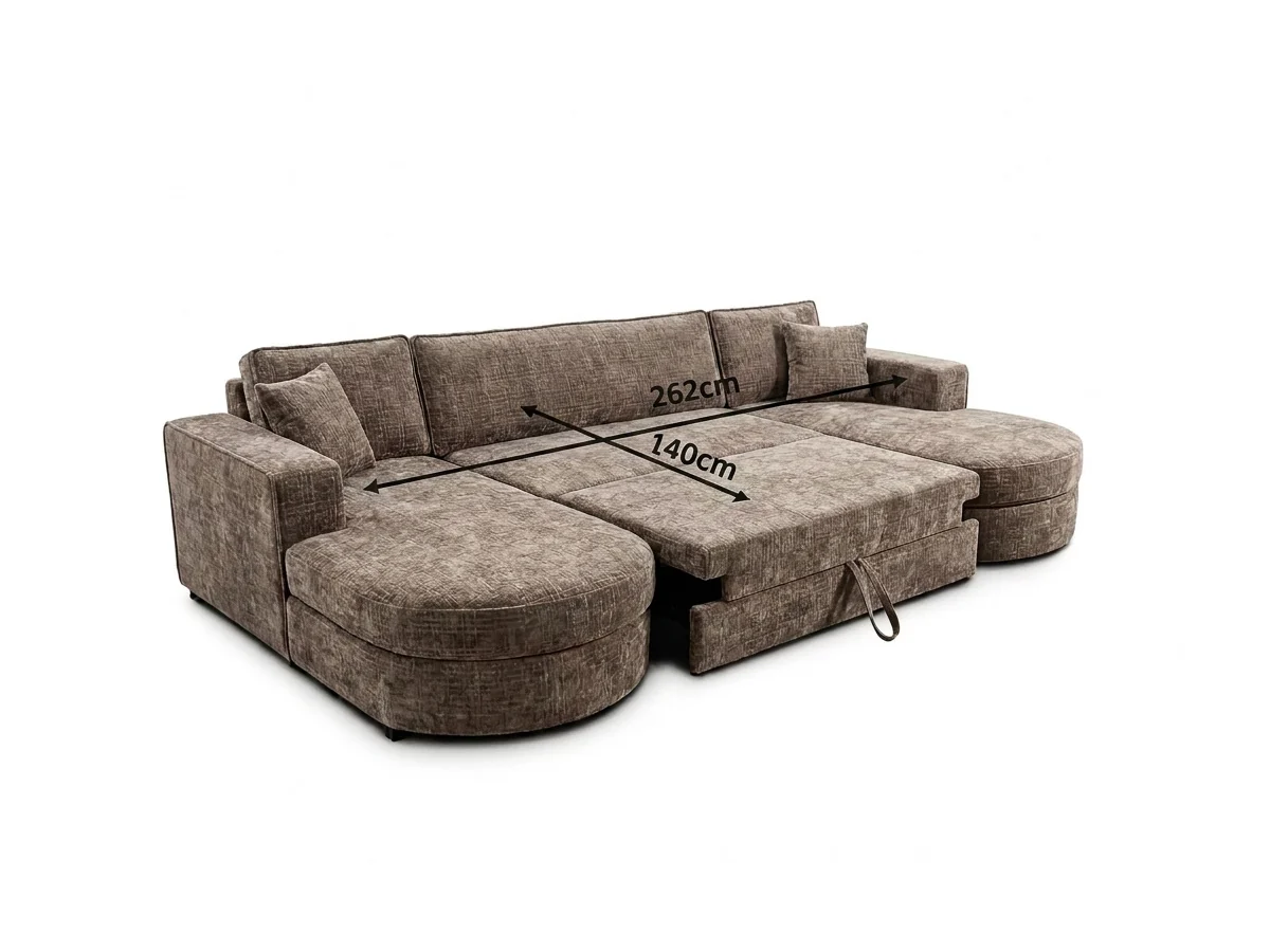 Belrosa Espresso U Shaped Sofa Bed with Storage - Image 5