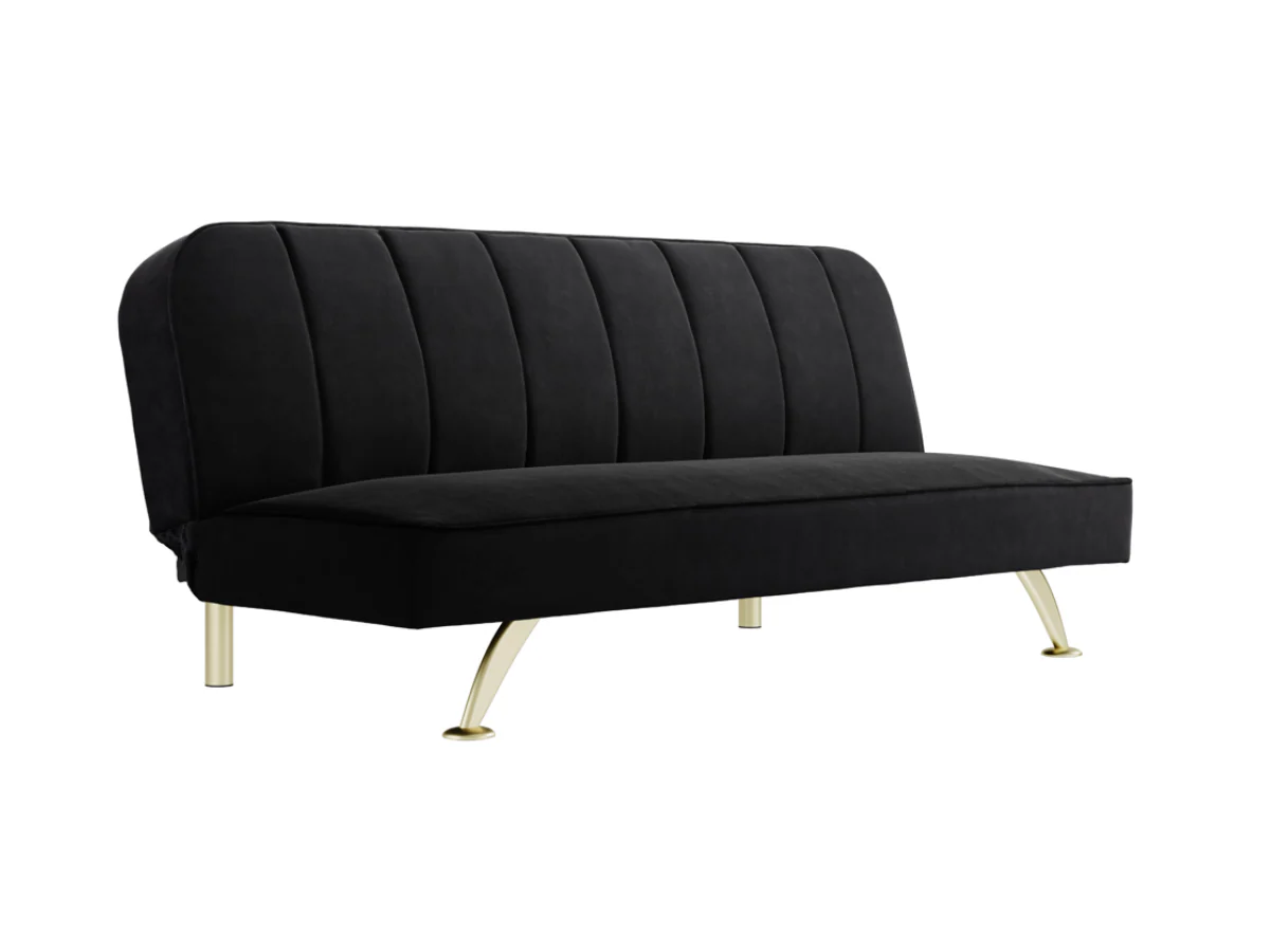 Burlington Sofa Bed Black Plush Velvet - Image 3