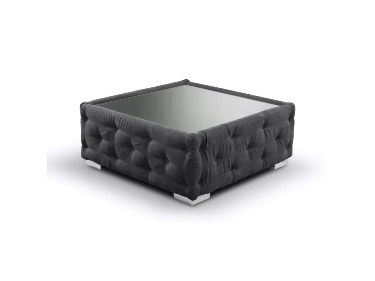 Carnaby Black Footstool with Glass Top