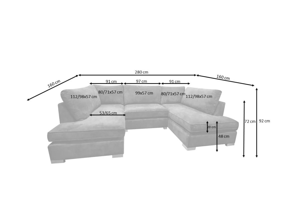 Carnaby Small U Shaped Sofa with Footstool Black - Image 5
