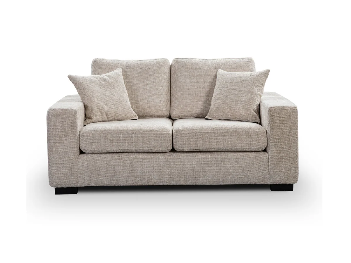 Chestnut 2 Seater Sofa Bed Cream Micro Fabric - Image 3