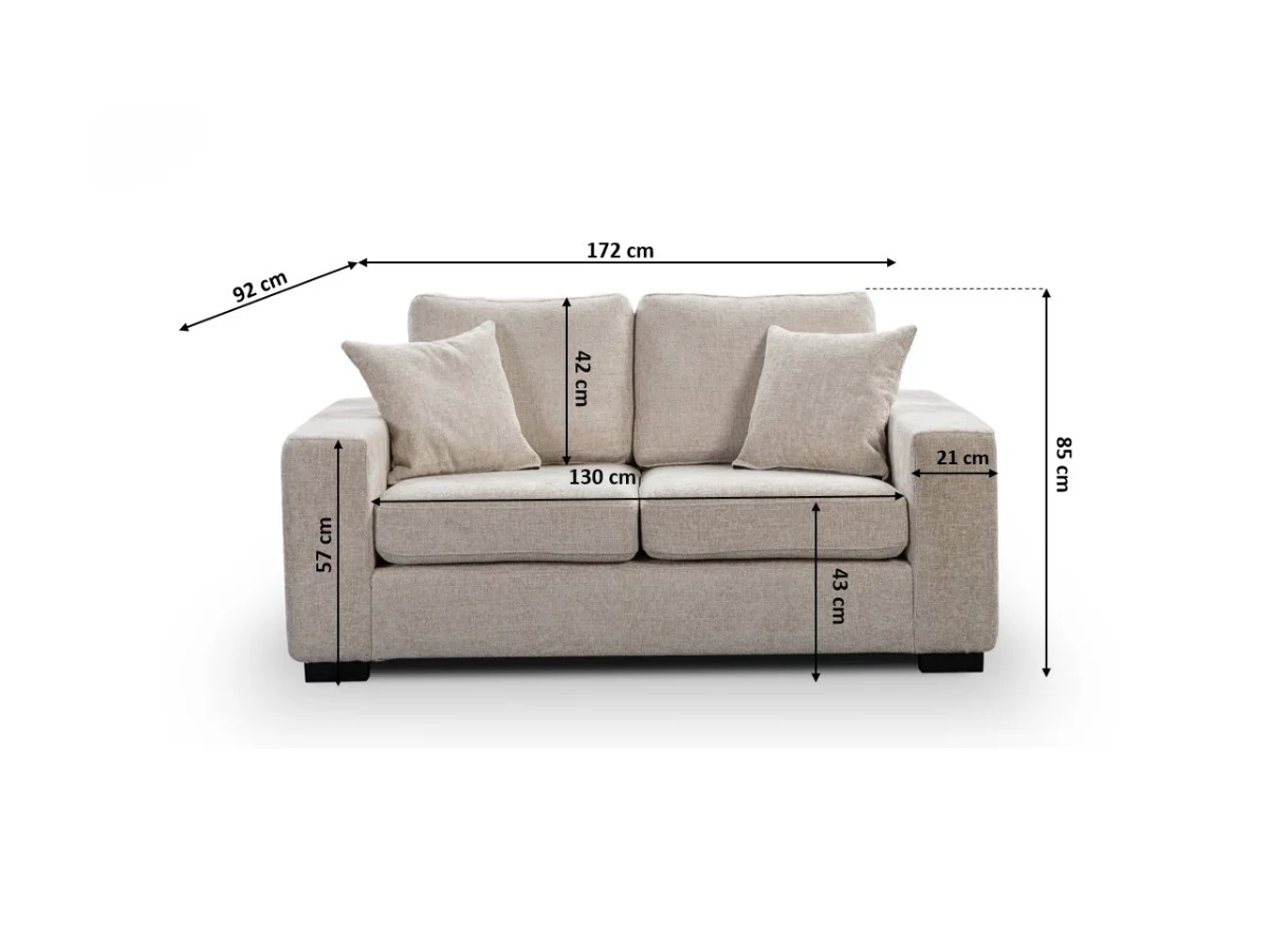 Chestnut 2 Seater Sofa Bed Cream Micro Fabric - Image 5