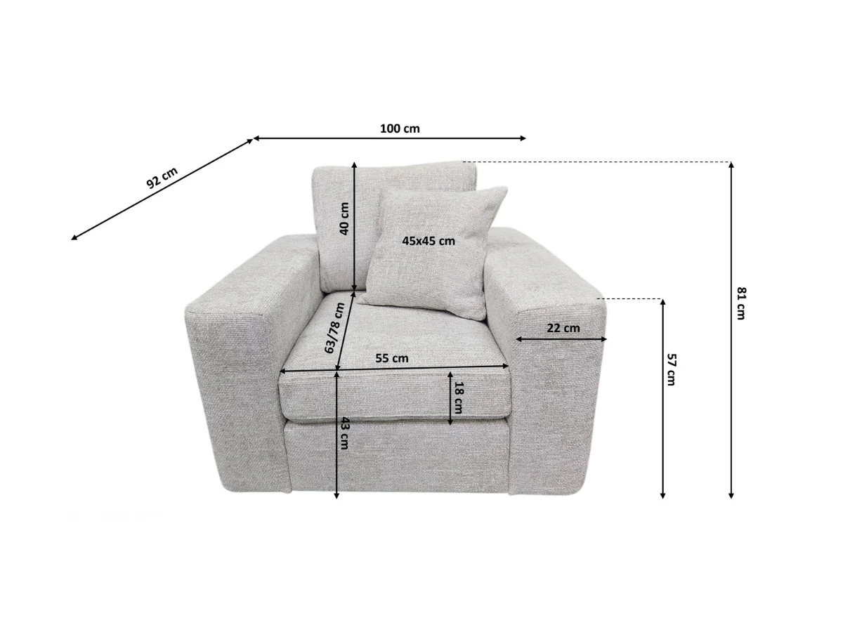 Chestnut Slate Armchair with Cushion Enzo Fabric - Image 2
