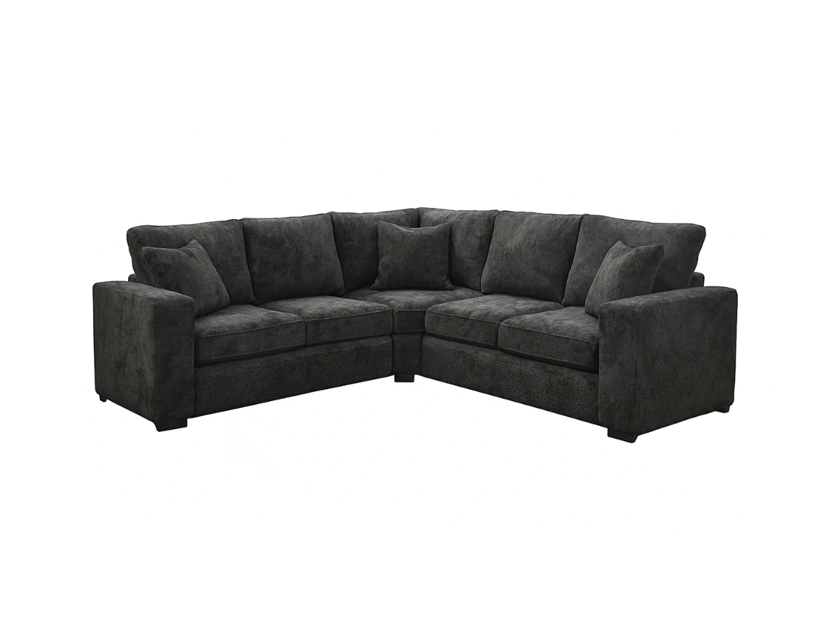 Chestnut Black Corner Sofa Enzo Fabric