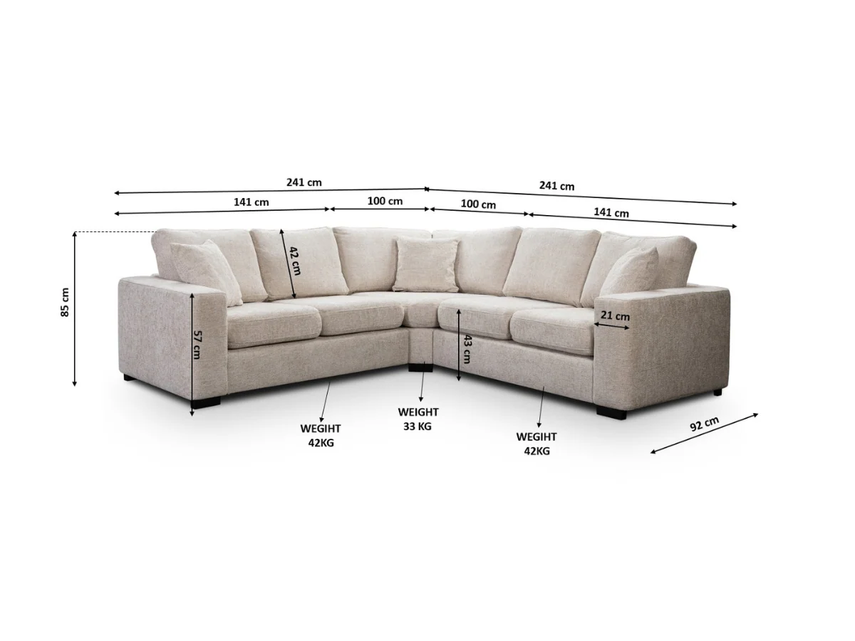 Chestnut Corner Sofa Cream Enzo Fabric - Image 4