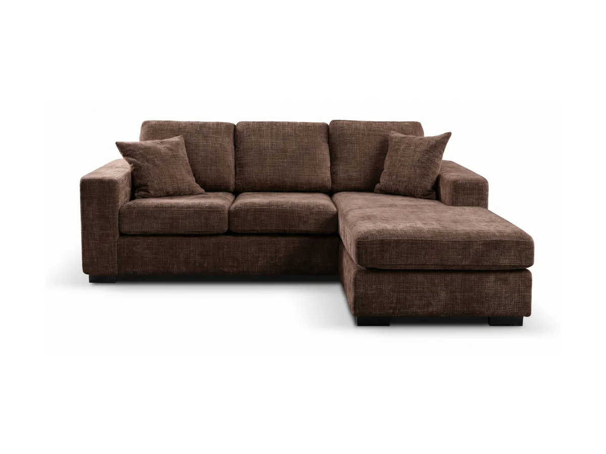 Chestnut Espresso Chaise Sofa Enzo Fabric