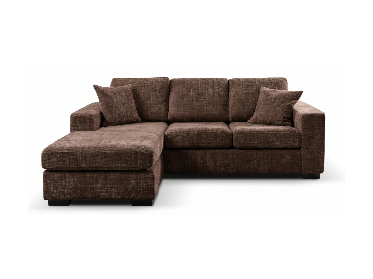 Chestnut Espresso Chaise Sofa Enzo Fabric - Image 2