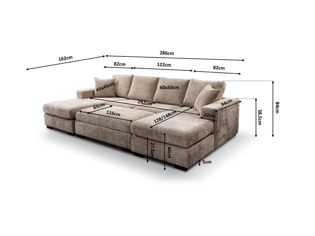 Chestnut U Shaped Sofa with Storage Footstool - Image 14