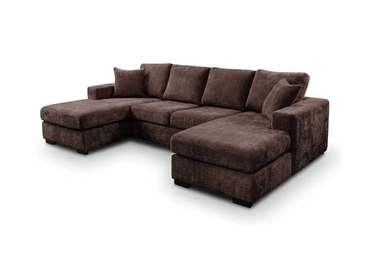 Chestnut U Shaped Sofa with Storage Footstool - Image 2