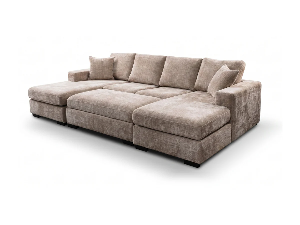 Chestnut U Shaped Sofa with Storage Footstool - Image 4