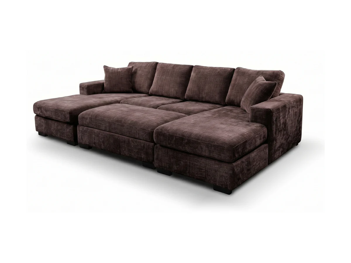 Chestnut U Shaped Sofa with Storage Footstool - Image 5