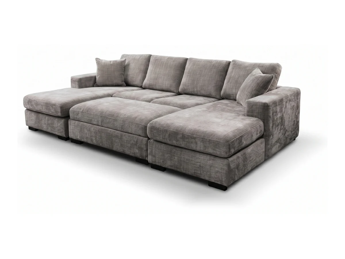 Chestnut U Shaped Sofa with Storage Footstool - Image 6