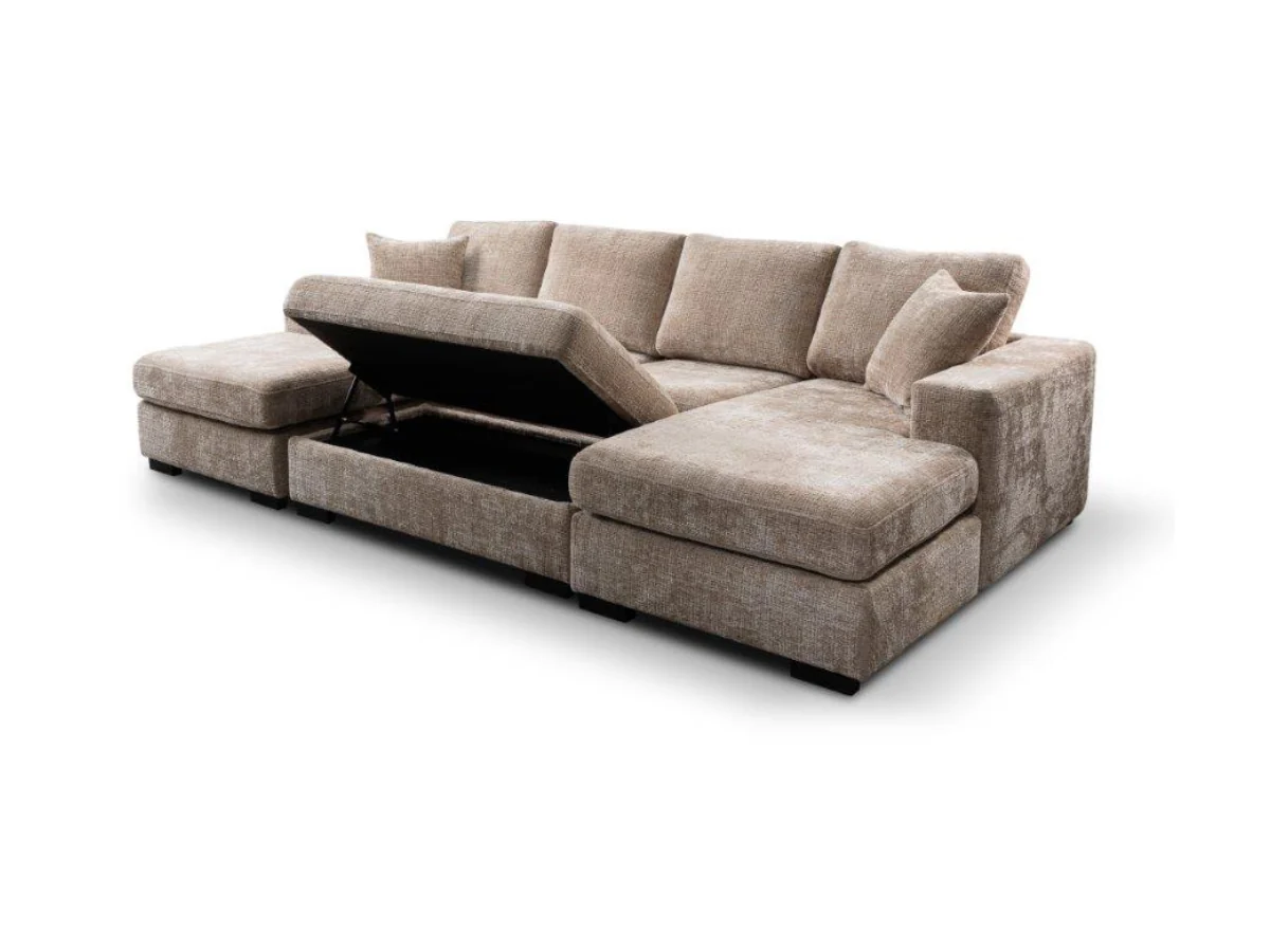 Chestnut U Shaped Sofa with Storage Footstool - Image 7