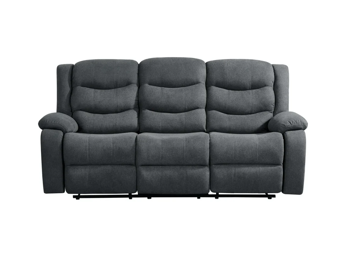 Classic Recliner Sofa Set 3+2 Manual Grey Fabric - Image 4