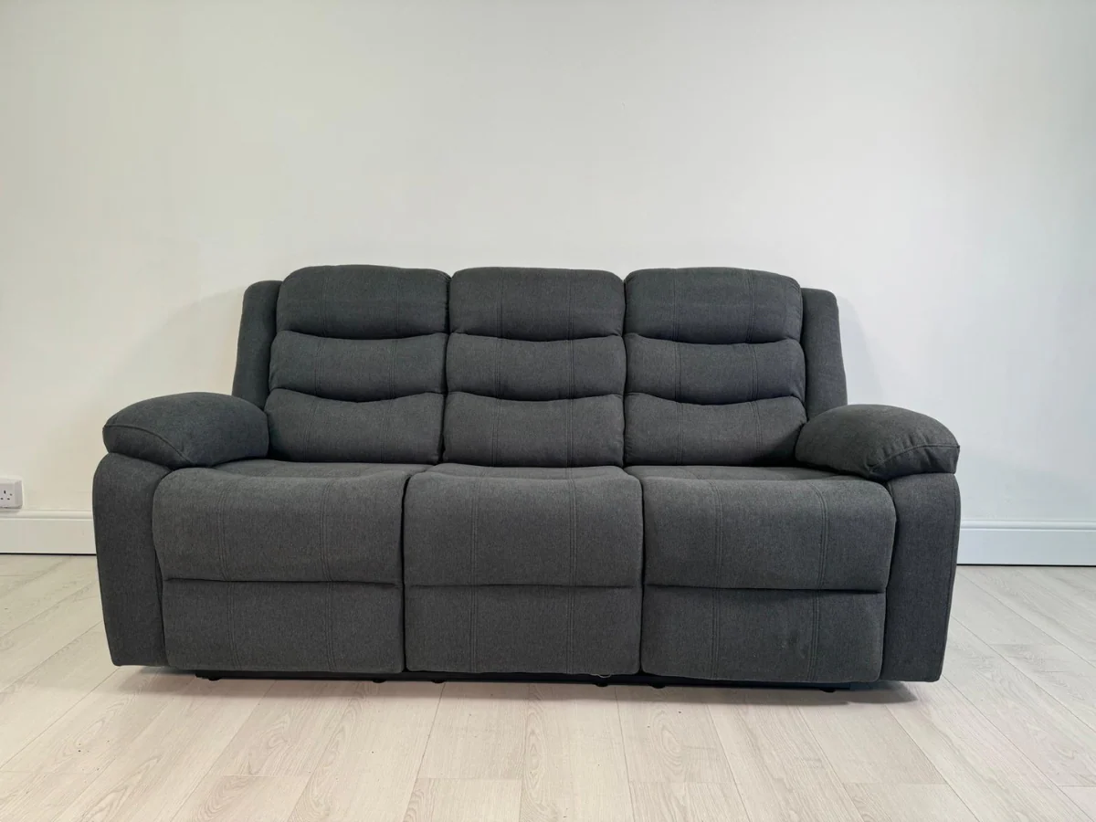 Sorrentino 3 Seater Recliner Sofa Grey Chenille Fabric - Image 4