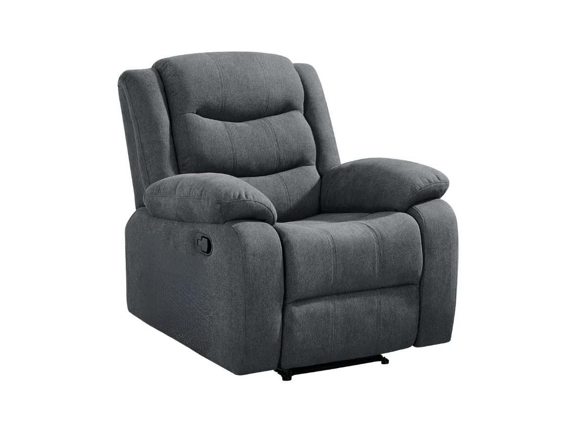 Classic Recliner Armchair Manual Fabric Grey - Image 2