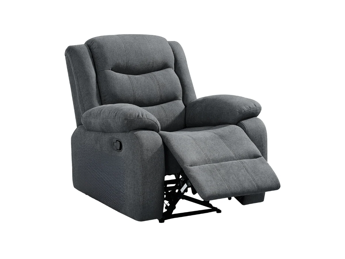Classic Recliner Armchair Manual Fabric Grey - Image 3