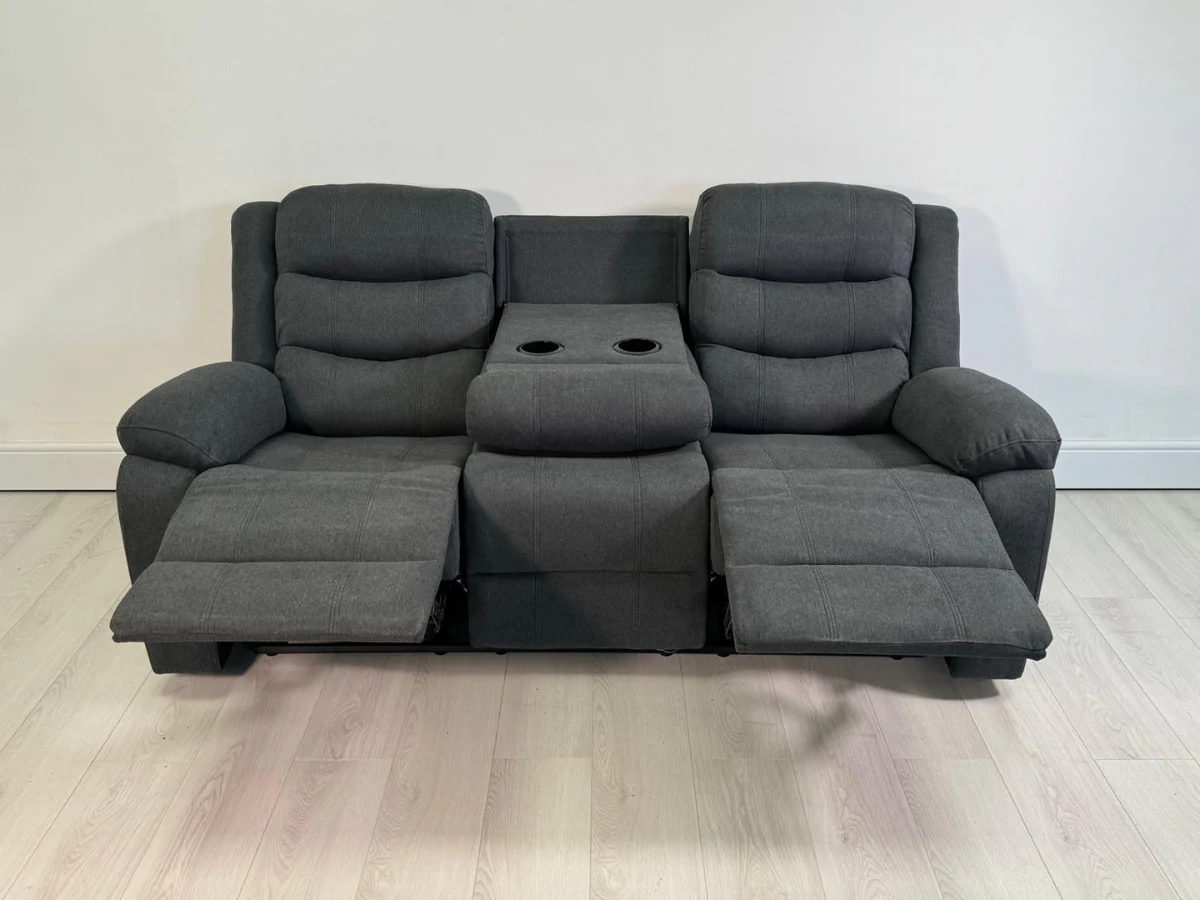 Classic Recliner Sofa Set 3+2 Manual Grey Fabric - Image 6