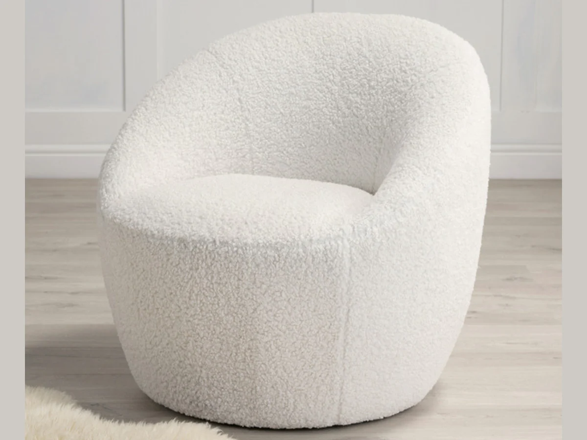 Cocoon Occasional Accent Chair in Ivory Boucle - Image 2