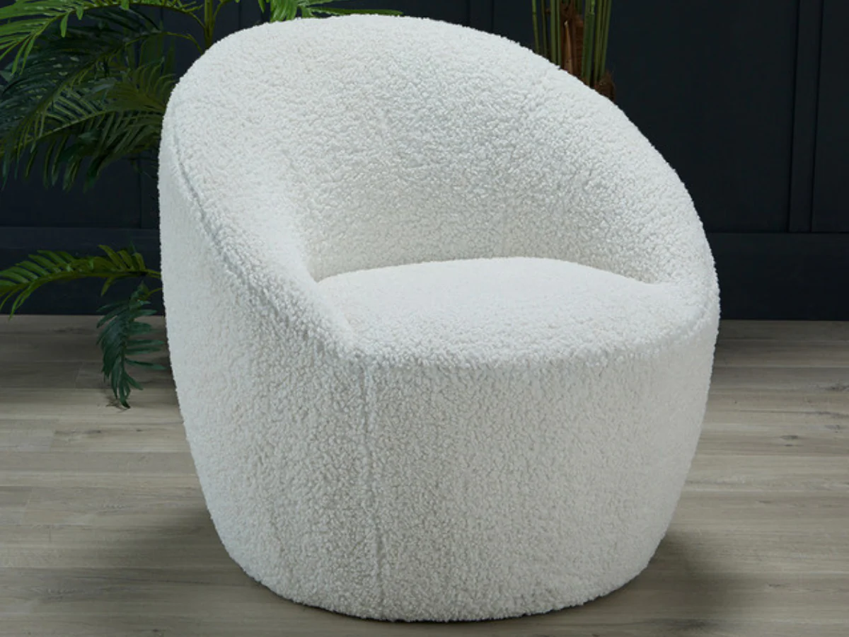 Cocoon Occasional Accent Chair in Ivory Boucle - Image 3