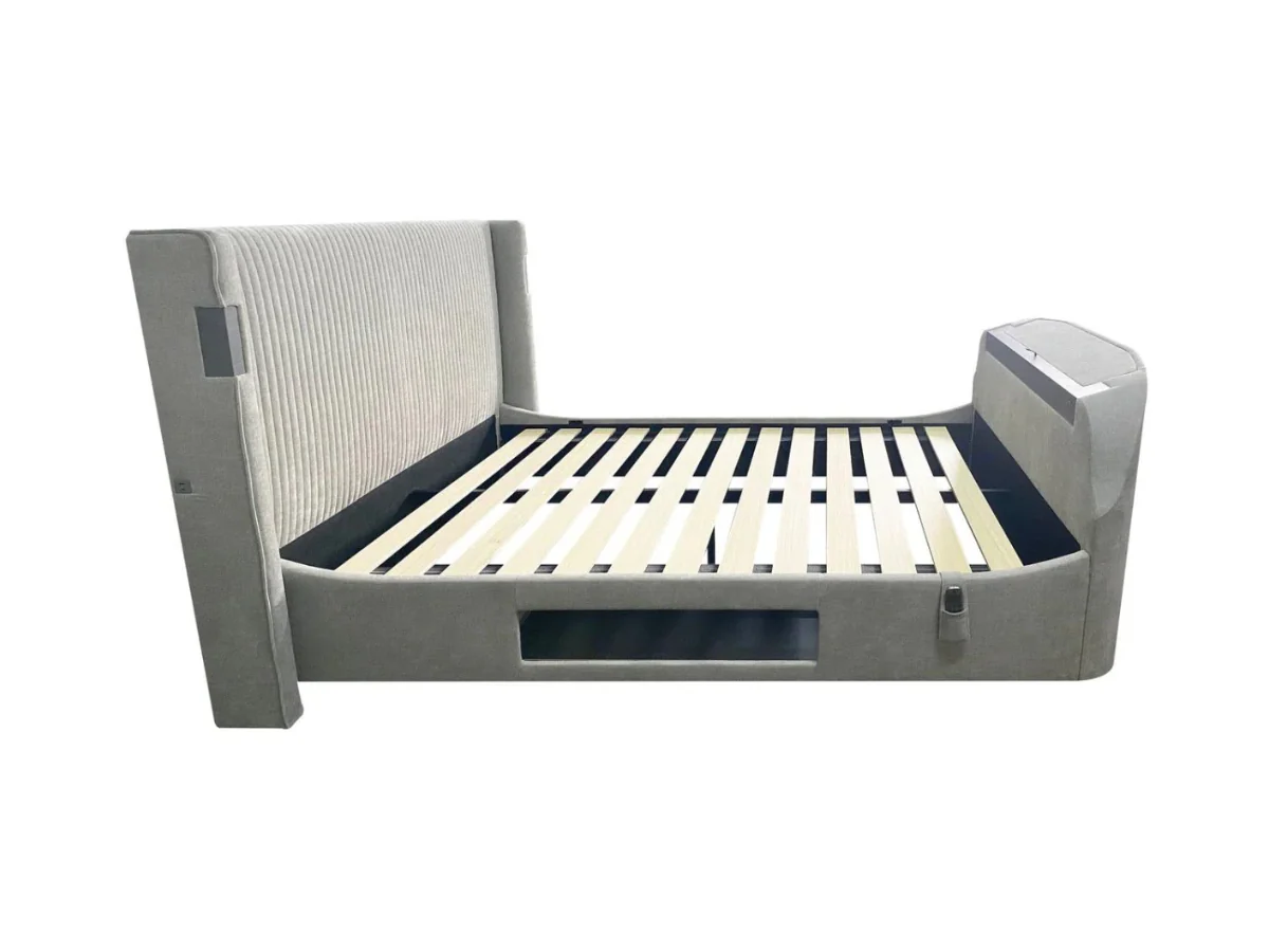 Darras TV Bed Frame with Dolby Atmos System Grey Fabric - Image 9