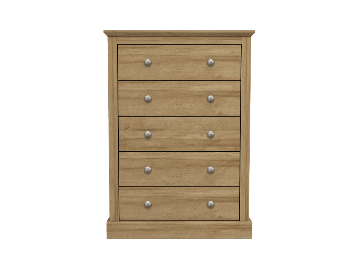Devonshire Five Drawer Chest Oak