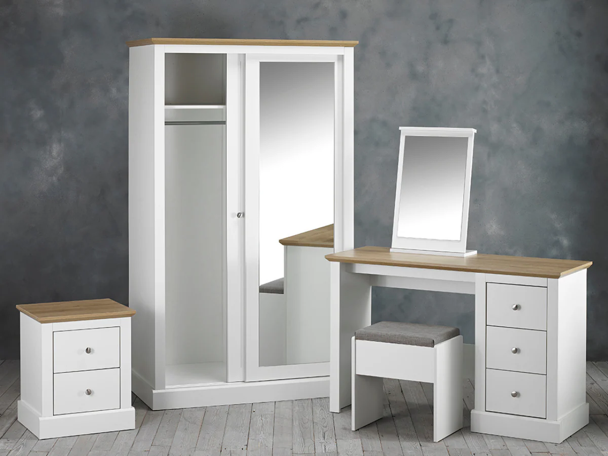 Devonshire Two Door Sliding Wardrobe with Mirror White - Image 3