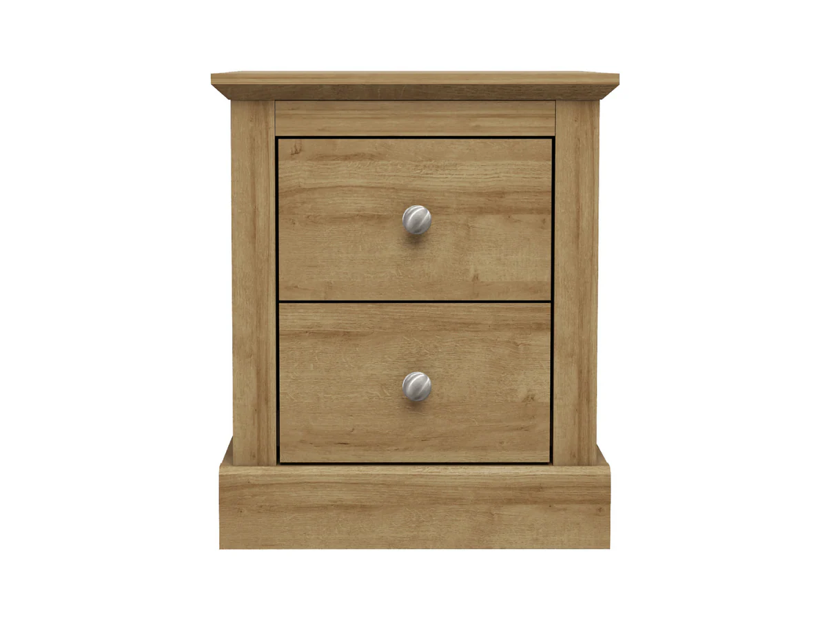 Devonshire Two Drawer Bedside Cabinet Oak