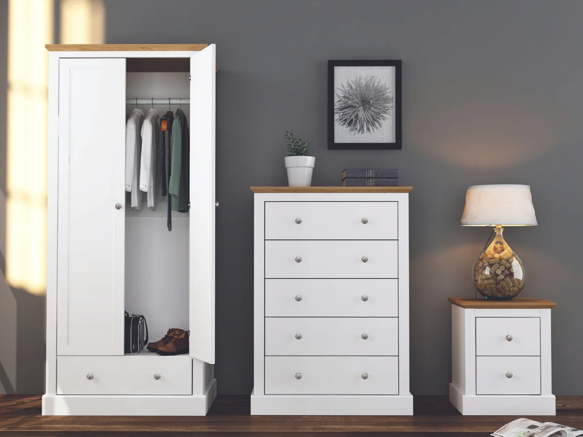 Devonshire Two Drawer Bedside Cabinet White - Image 3
