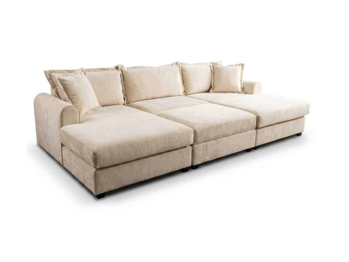 Elise Cream U Shaped Sofa with Storage Footstool Dapple Fabric - Image 3
