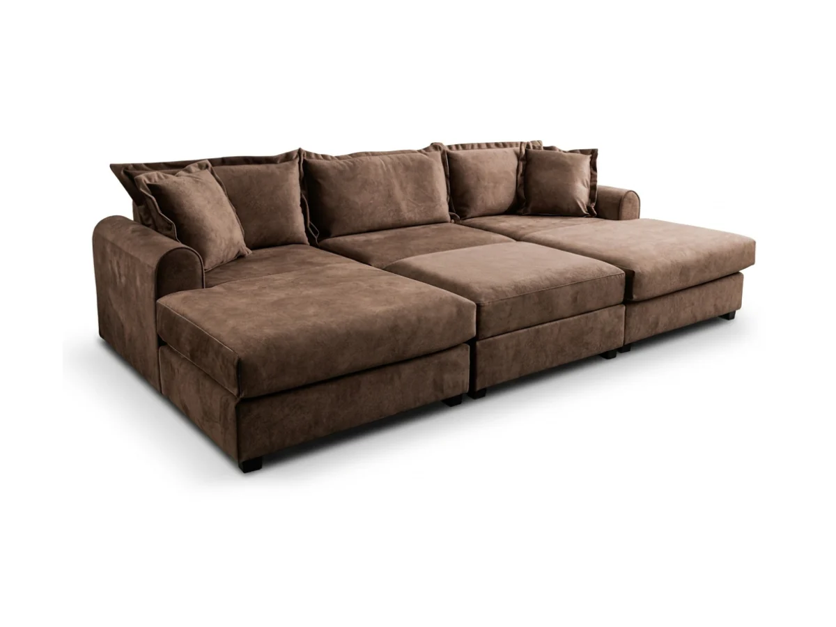 Elise U Shaped Sofa with Storage Footstool Chocolate Fabric - Image 7