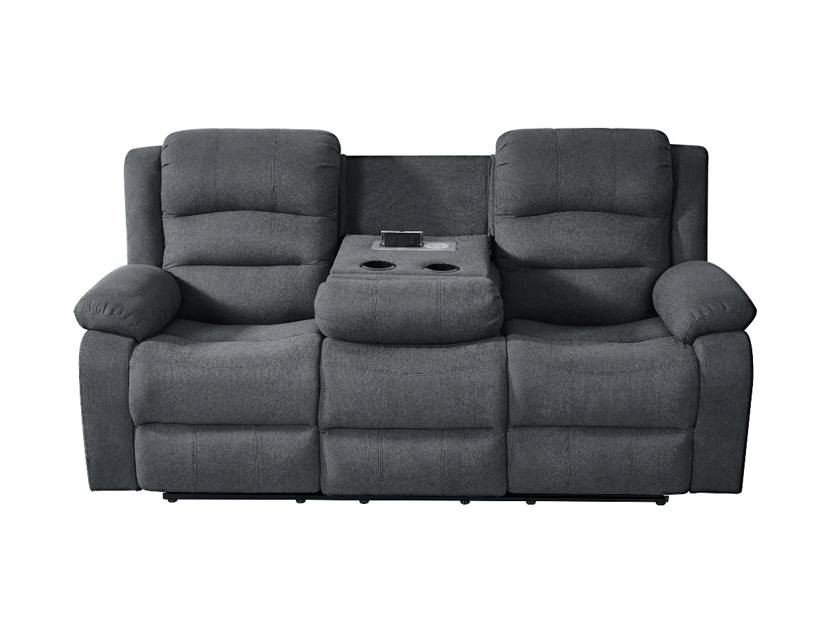 Florence 3 Seater Electric Recliner Sofa Grey Fabric - Image 2