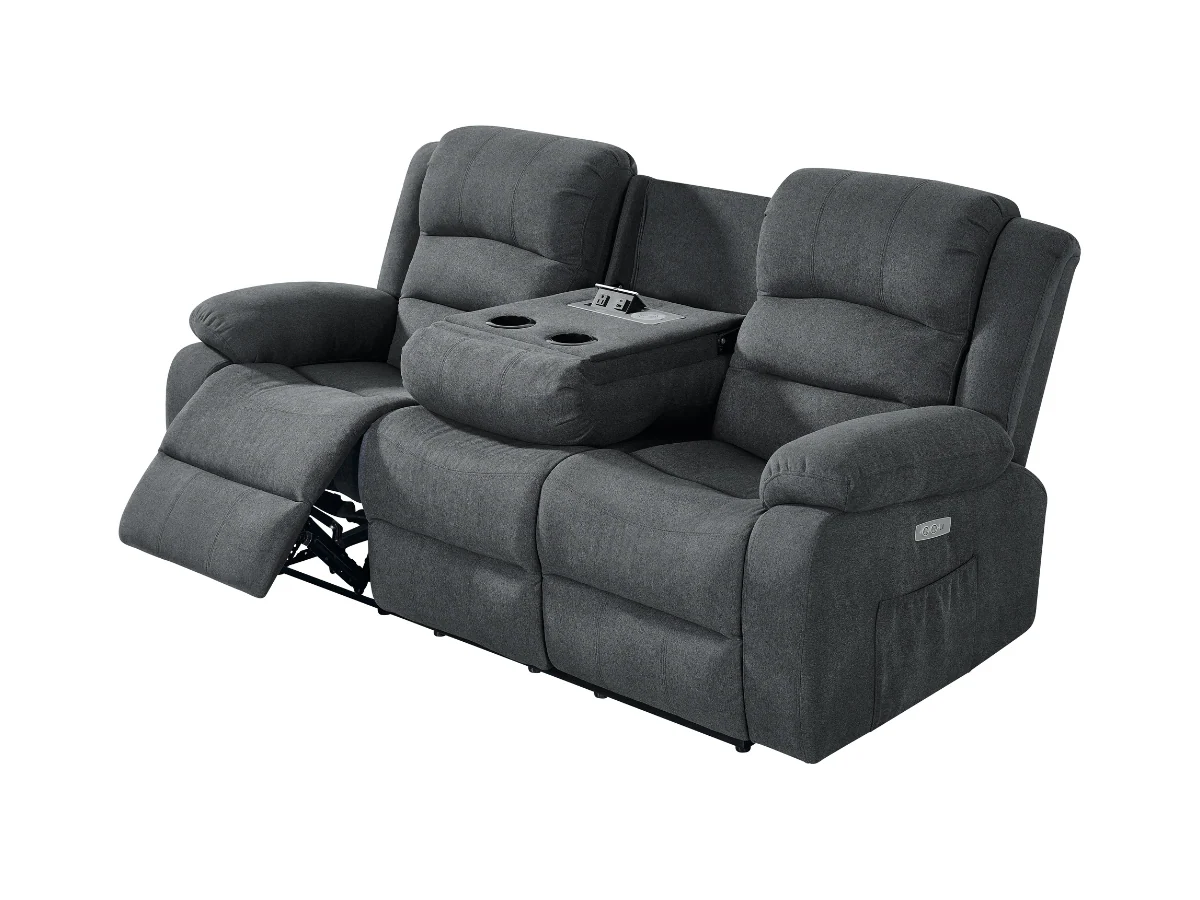 Florence 3 Seater Electric Recliner Sofa Grey Fabric