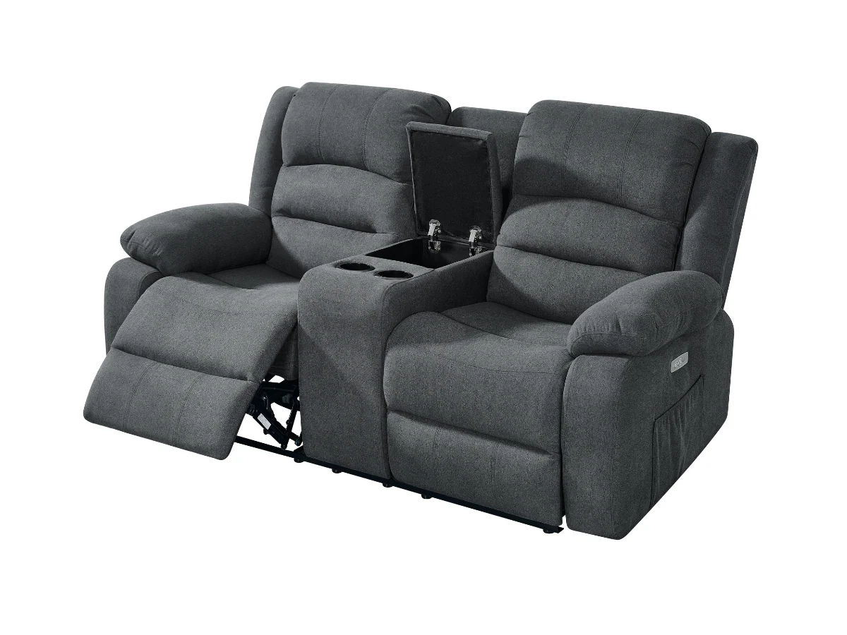 Florence 2 Seat Couch Recliner Grey Fabric