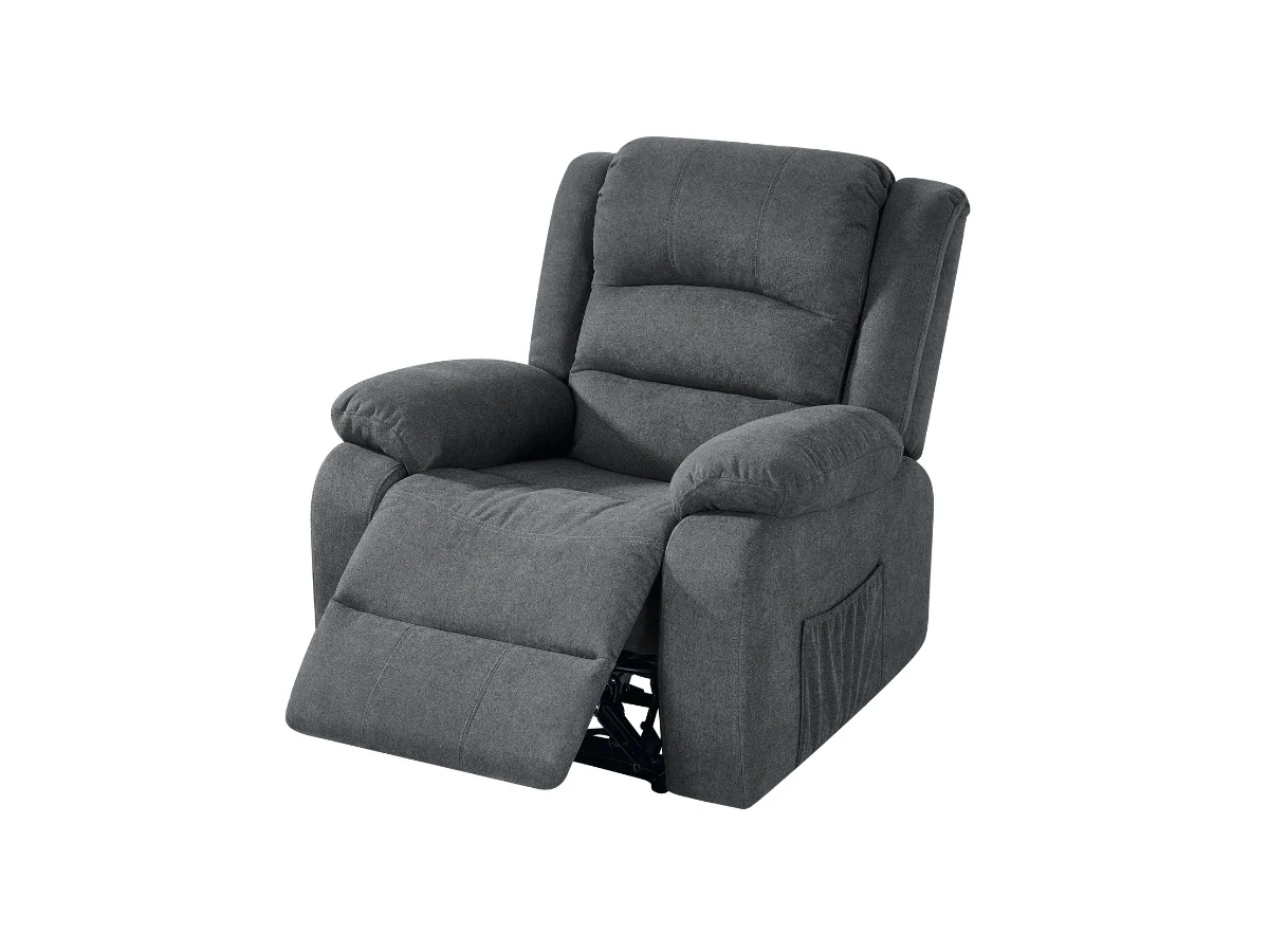 Florence Electric Recliner Sofa Set 3+2+1 Grey Fabric - Image 4