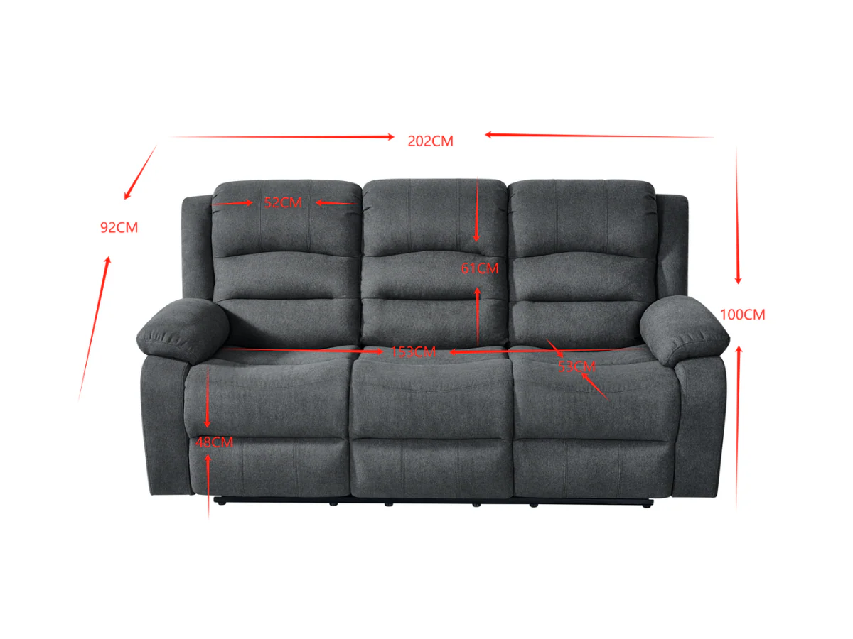 Florence 3 Seater Electric Recliner Sofa Grey Fabric - Image 4