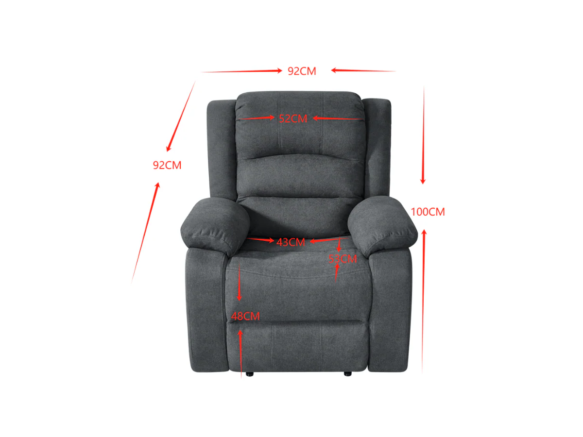 Florence Electric Recliner Sofa Set 3+2+1 Grey Fabric - Image 7