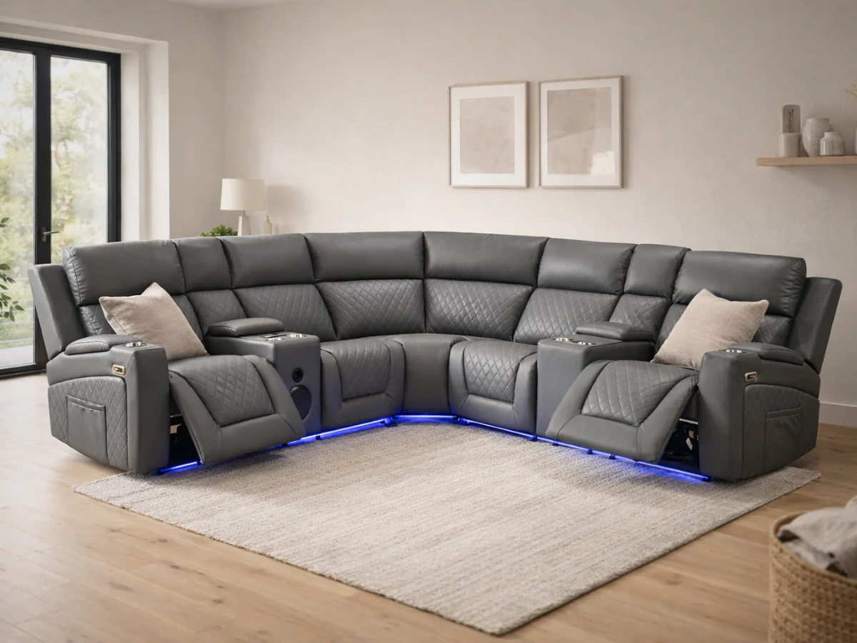 Foster Electric Recliner Corner Sofa Aire Leather - Image 2