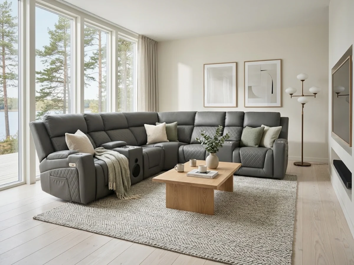 Foster Electric Recliner Corner Sofa Aire Leather - Image 5