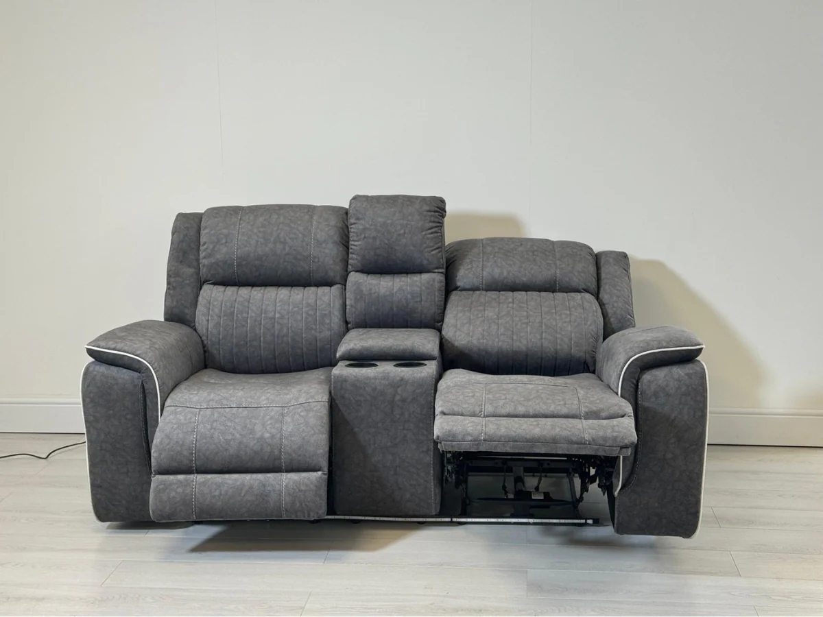 Hanna 2 Seater Electric Recliner Sofa in Grey Micro Fabric - Image 3