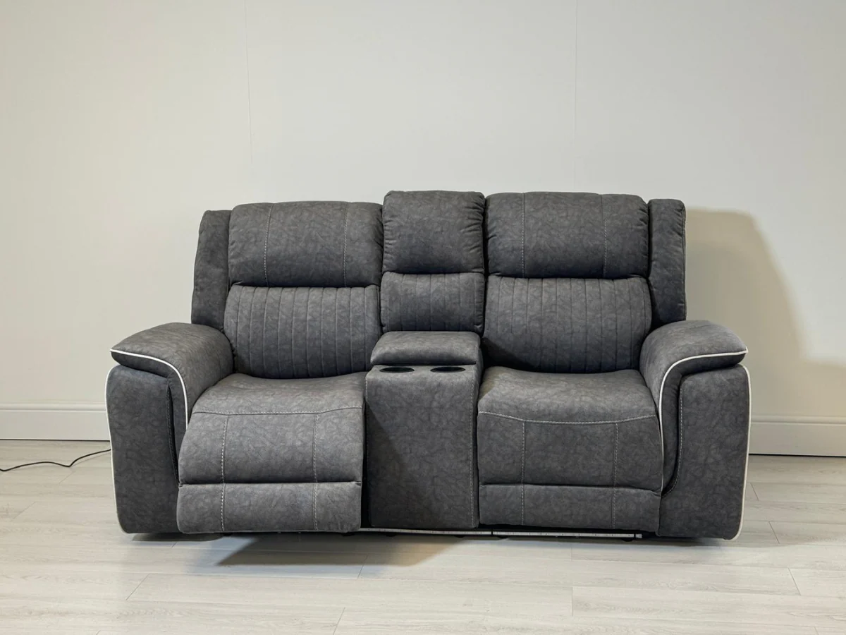 Hanna 2 Seater Electric Recliner Sofa in Grey Micro Fabric - Image 4